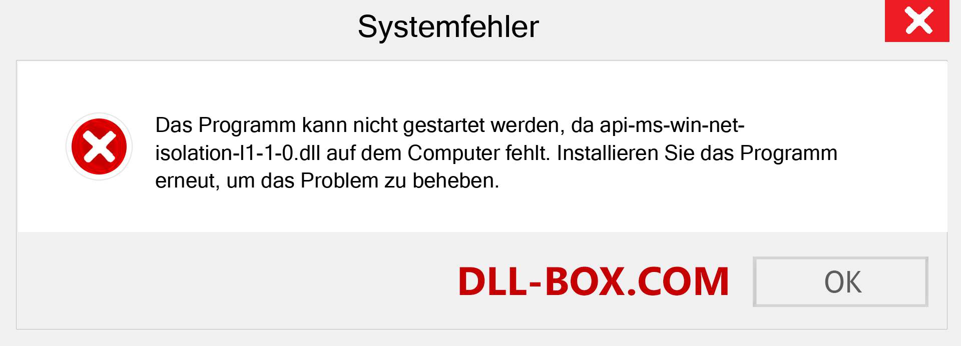 api-ms-win-net-isolation-l1-1-0.dll-Datei fehlt?. Download für Windows 7, 8, 10 - Fix api-ms-win-net-isolation-l1-1-0 dll Missing Error unter Windows, Fotos, Bildern